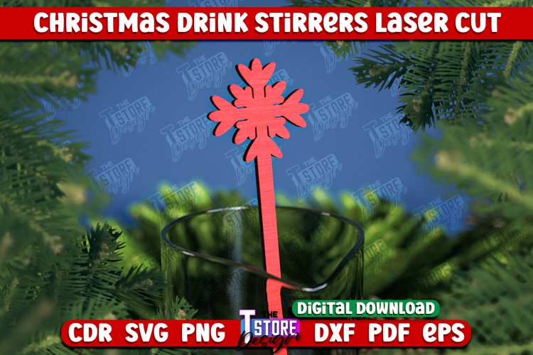 Christmas Drink Stirrers | Drinks Marker | Snowflake | CNC example image 1