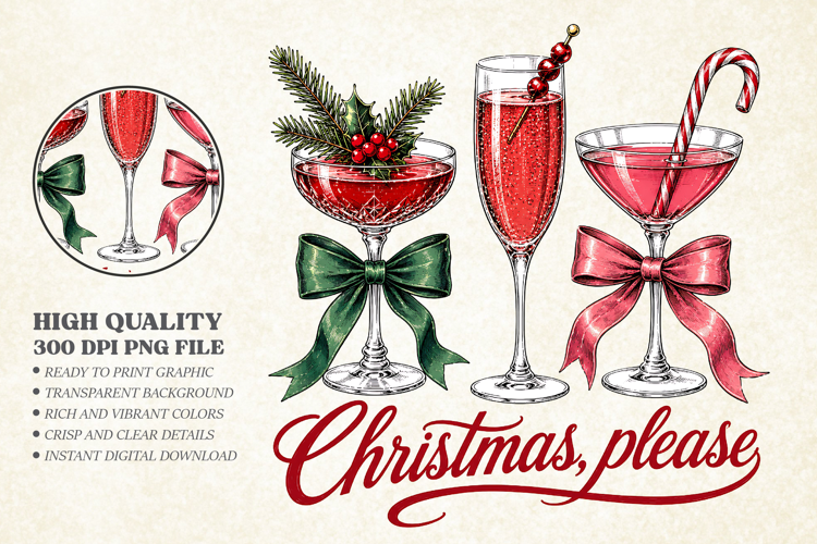 Christmas Drinks Sublimation PNG - Christmas Please Design