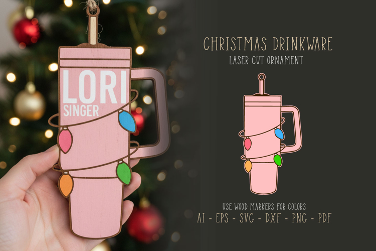 Christmas Drinkware Laser Cut SVG, Tumbler Ornament