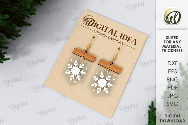 Christmas Earrings Laser Cut. Christmas Drop Earrings SVG