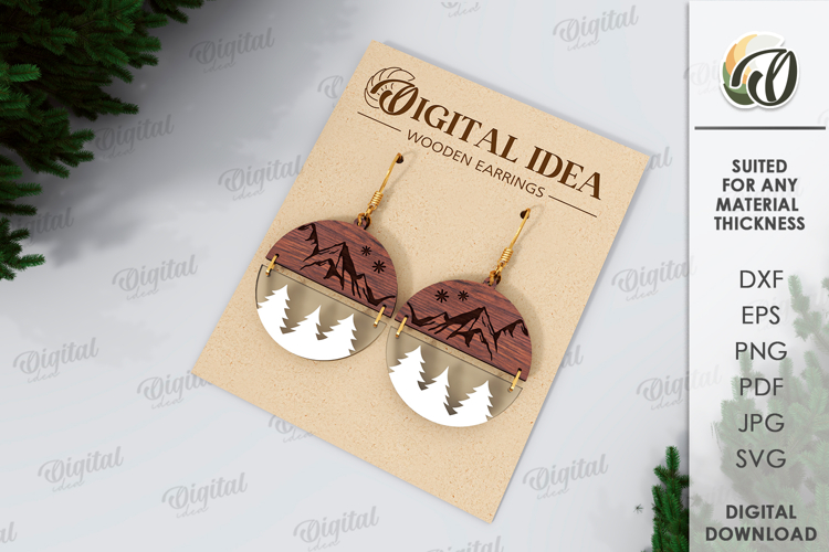 Christmas Earrings Laser Cut. Christmas Drop Earrings SVG