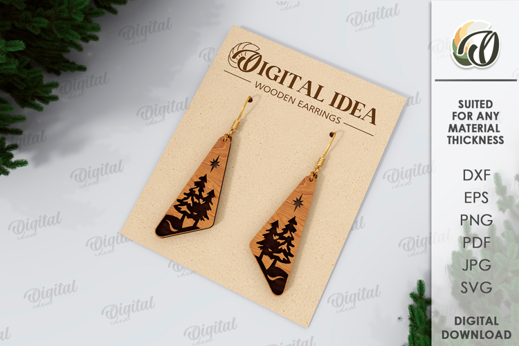 Christmas Earrings Laser Cut. Christmas Drop Earrings SVG