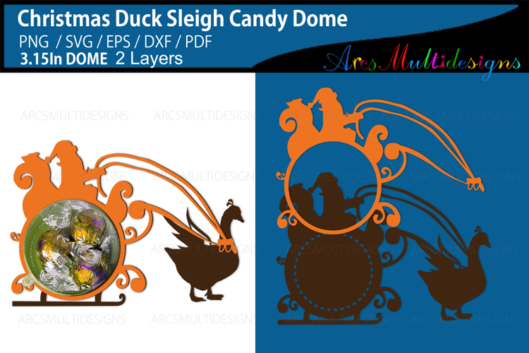 Christmas duck Sleigh candy dome