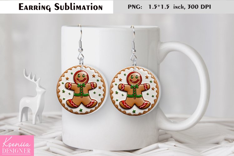 Smiling Christmas Gingerbread Man|Christmas Round Earring example image 1