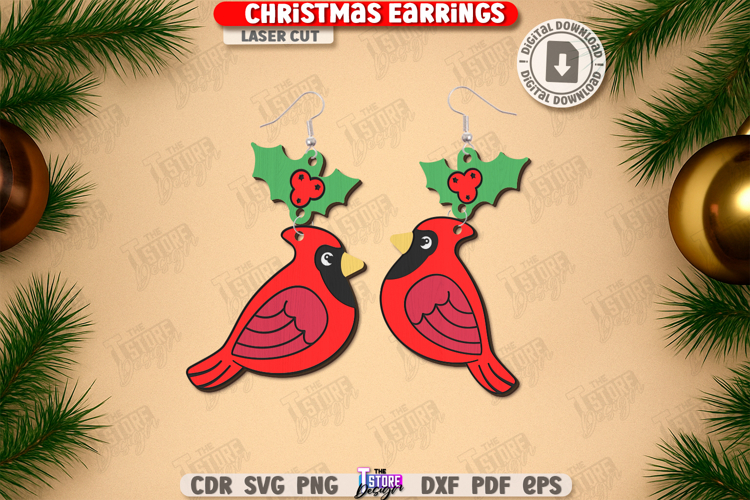 Christmas Earrings Laser Cut|Pendant Earrings|Drop Earrings