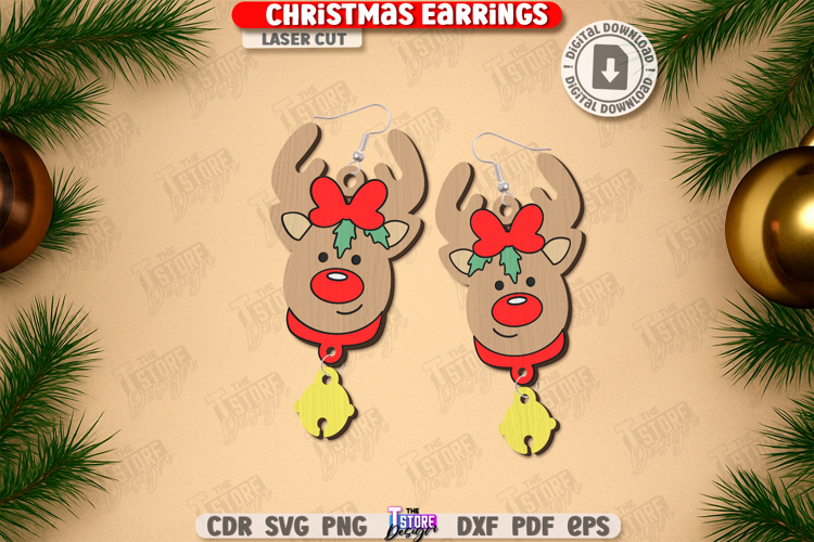 Christmas Earrings Laser Cut|Pendant Earrings|Drop Earrings