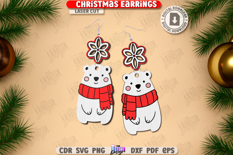 Christmas Earrings Laser Cut|Pendant Earrings|Drop Earrings