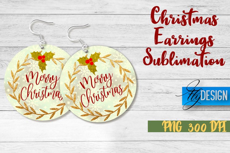 Christmas Earrings Sublimation | Accessories PNG Design