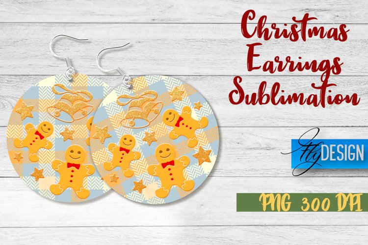 Christmas Earrings Sublimation | Accessories PNG Design