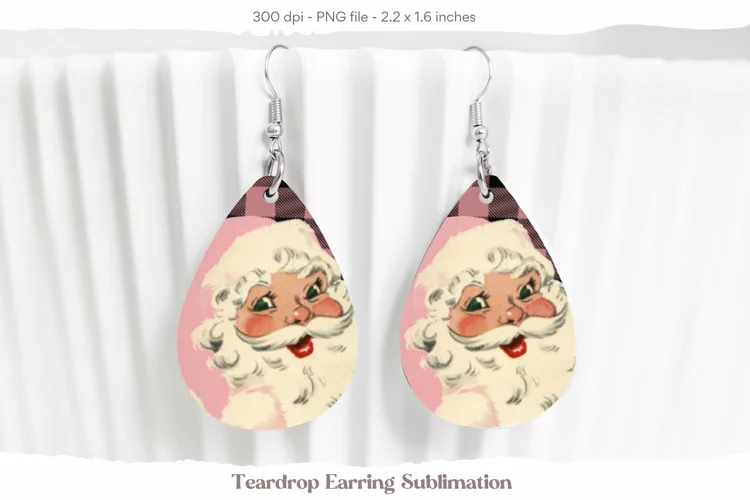 Christmas Earrings Sublimation | Vintage Santa Sublimation