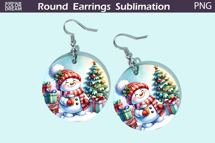 Christmas Round Round Earrings | Cute Snowman Earrings