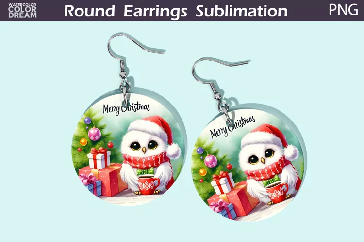 Christmas Round Earrings | Christmas Owl Earrings