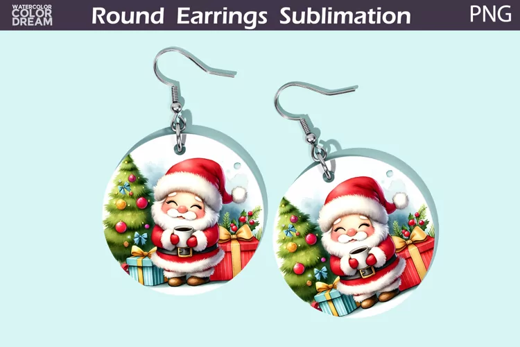 Christmas Round Earrings | Christmas Santa Claus Earrings