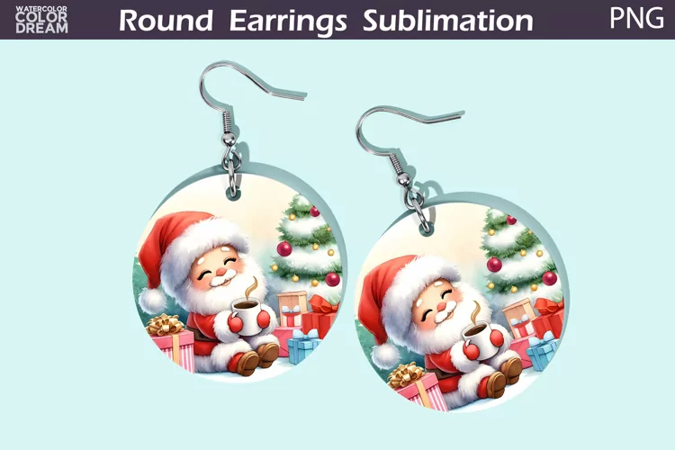 Christmas Round Earrings | Christmas Santa Claus Earrings