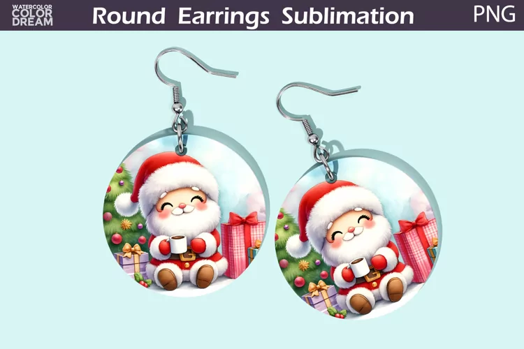 Christmas Round Earrings | Christmas Santa Claus Earrings