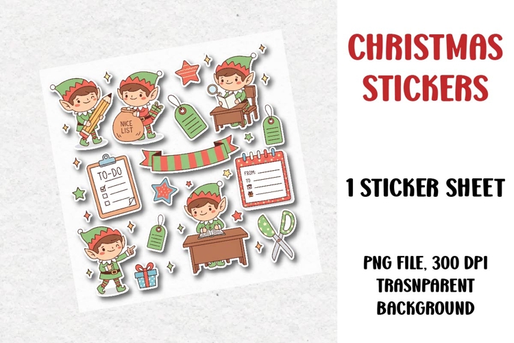 Christmas Stickers Sheet, Printable Stickers