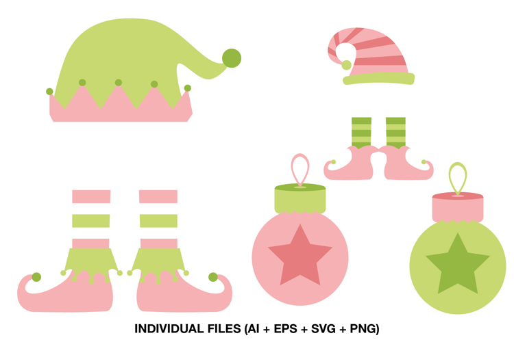 Christmas Elf Clipart SVG, Cute Holiday Elements, Elf Hat