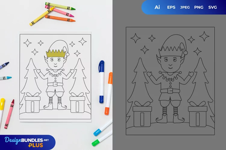 Christmas Elf Coloring Pages
