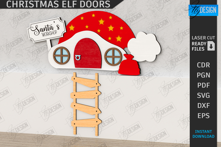 Elf Door Laser Cut |Miniature Christmas Door SVG| Elf House
