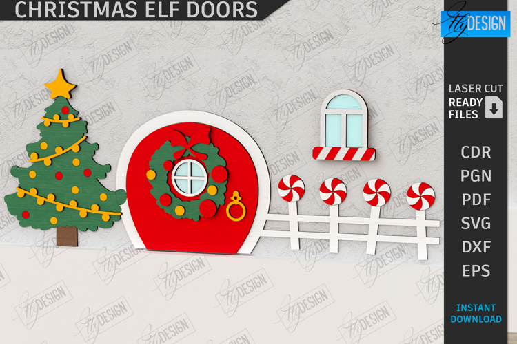 Elf Door Laser Cut |Miniature Christmas Door SVG| Elf House