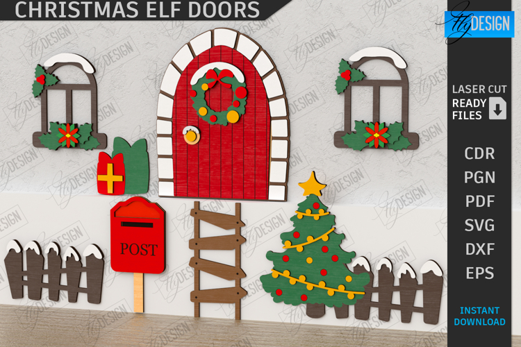 Elf Door Laser Cut |Miniature Christmas Door SVG| Elf House