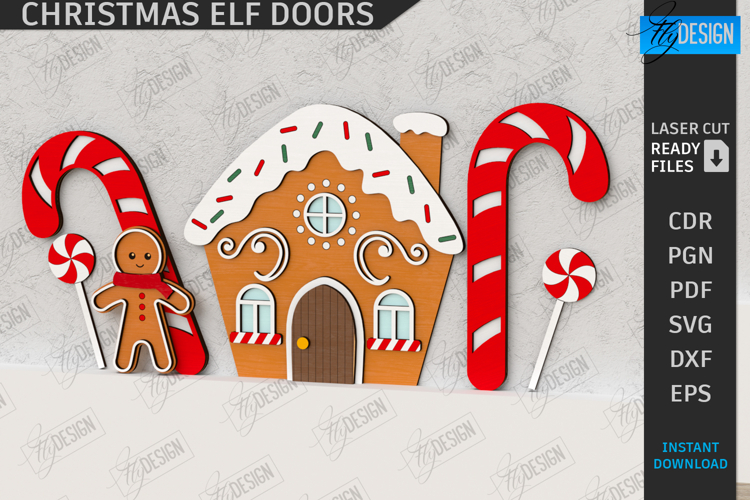 Elf Door Laser Cut |Miniature Christmas Door SVG| Elf House