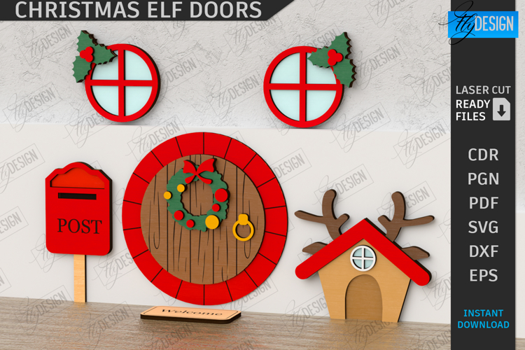 Elf Door Laser Cut |Miniature Christmas Door SVG| Elf House
