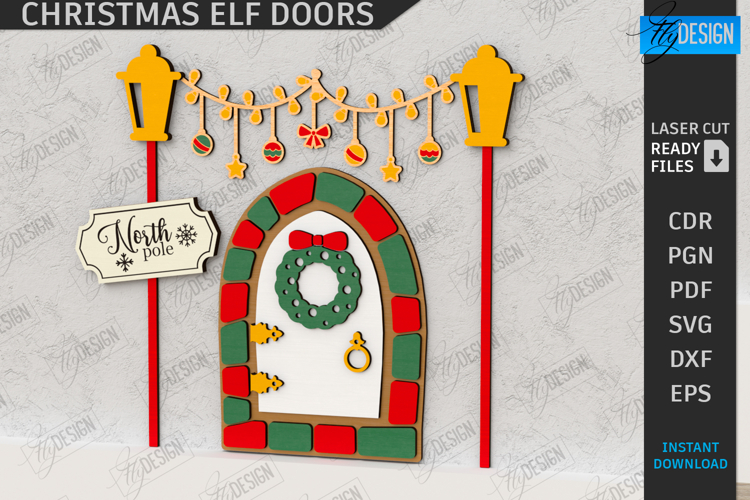 Elf Door Laser Cut |Miniature Christmas Door SVG| Elf House