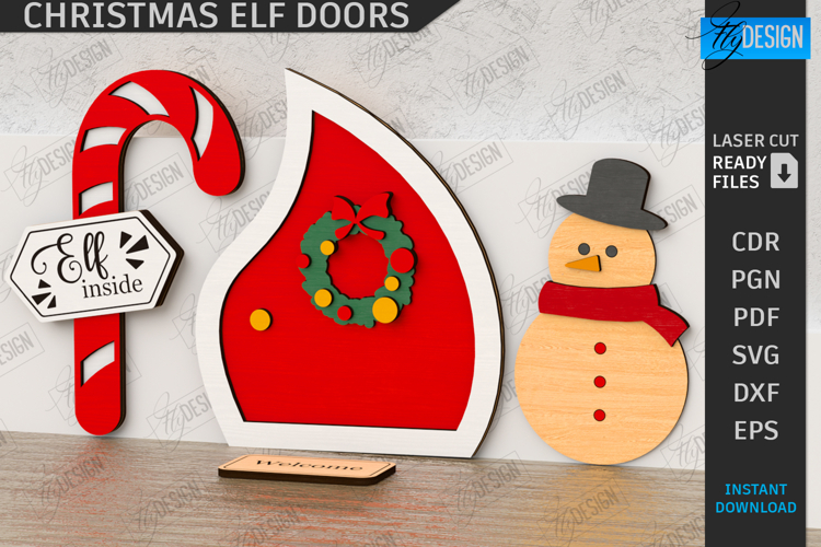 Elf Door Laser Cut |Miniature Christmas Door SVG| Elf House