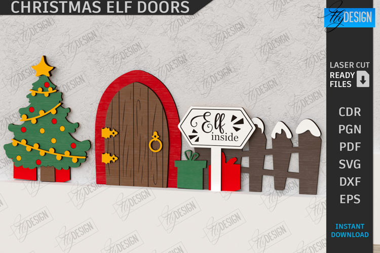 Elf Door Laser Cut |Miniature Christmas Door SVG| Elf House