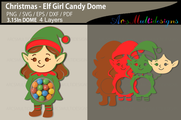 Christmas Elf Girl Candy Dome