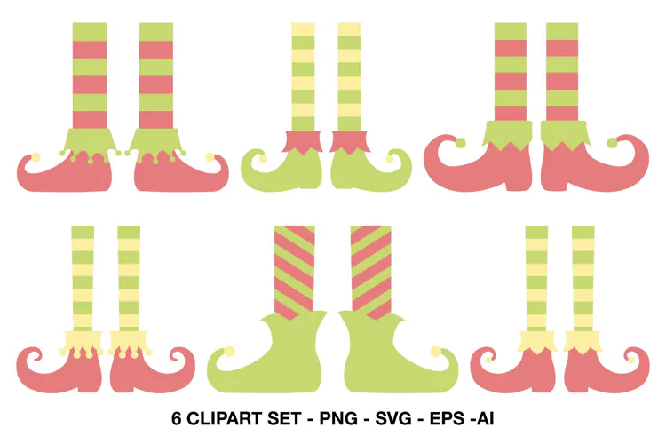 Christmas Elf Legs and Boots Clipart for Festive Kids Crafts