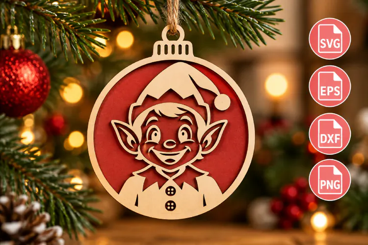 Christmas Elf Ornament Laser Cut