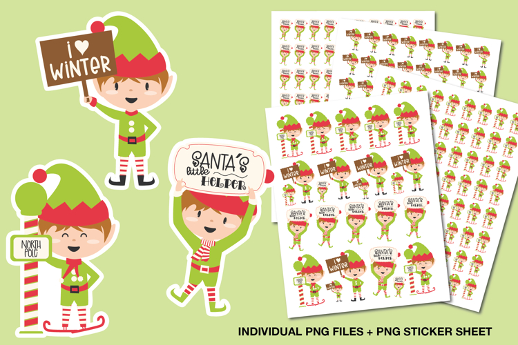 Christmas Elf Stickers | Santa’s Little Helper Png Sheet