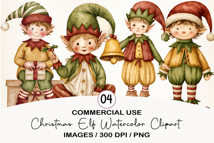 Christmas Elf Watercolor Clipart