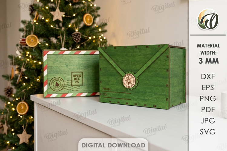 Christmas Eve Box Laser Cut. Christmas Gift Box SVG