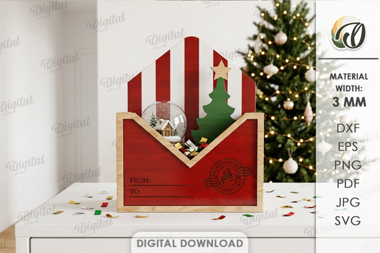 Christmas Eve Box Laser Cut. Christmas Gift Box SVG