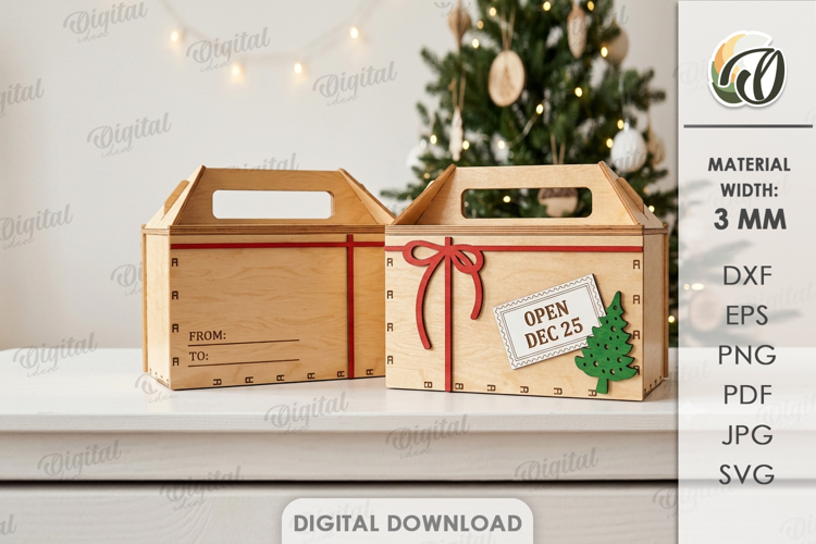 Christmas Eve Box Laser Cut. Christmas Gift Box SVG