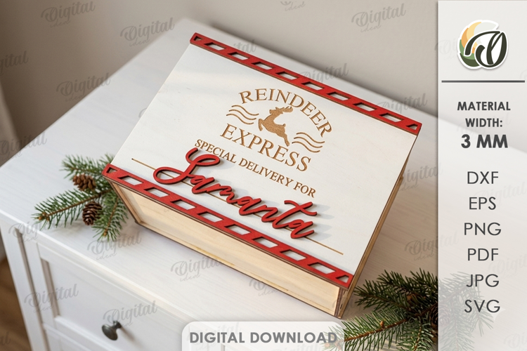 Christmas Eve Box Laser Cut. Christmas Gift Box SVG