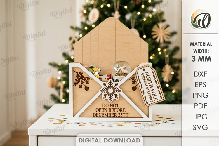 Christmas Eve Box Laser Cut. Christmas Gift Box SVG