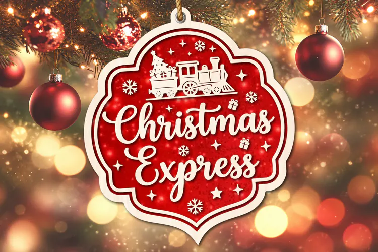 Christmas Express Train Ornament SVG