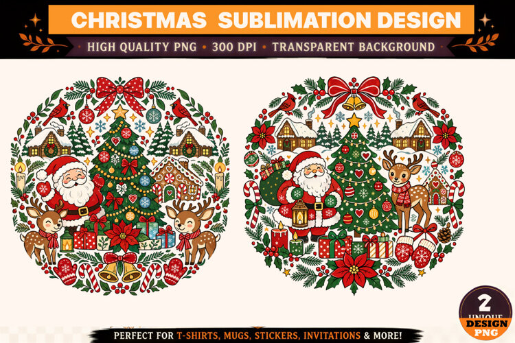 Christmas Santa Clipart,Christmas sublimation Design example image 1