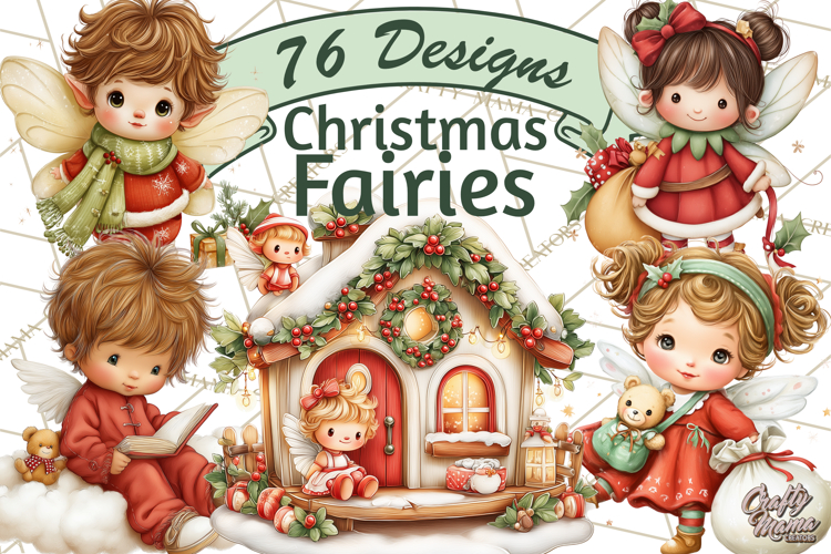 Cute Christmas Fairy Clipart Art PNG, Holiday Fairy Clip Art