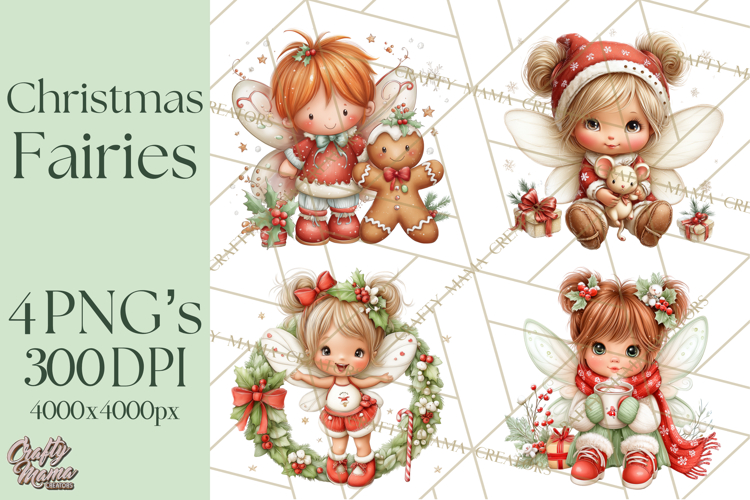 Cute Christmas Fairy Clipart Art PNG, Holiday Fairy Clip Art