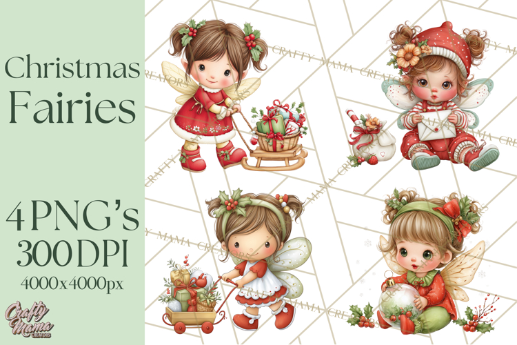 Cute Christmas Fairy Clipart Art PNG, Holiday Fairy Clip Art