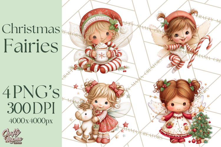 Cute Christmas Fairy Clipart Art PNG, Holiday Fairy Clip Art