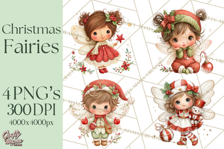Cute Christmas Fairy Clipart Art PNG, Holiday Fairy Clip Art