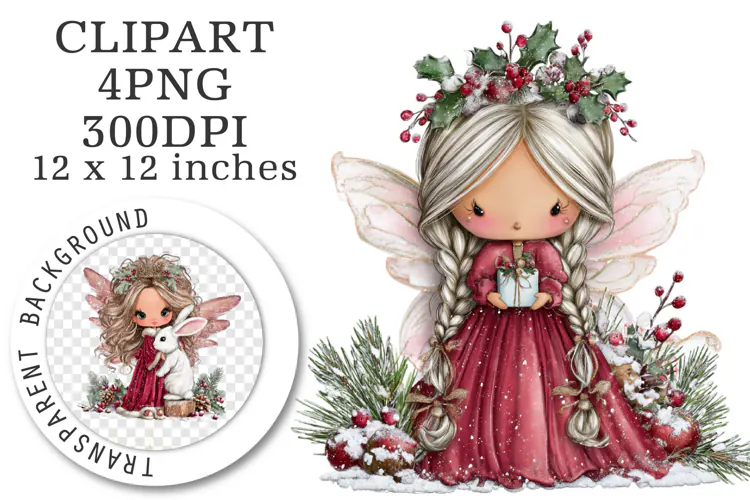 Christmas Fairy Clipart PNG | Whimsical Winter Fairy Png
