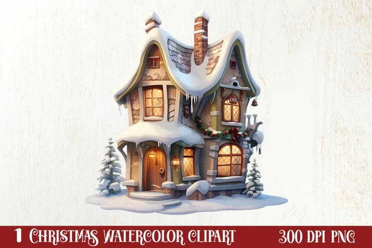 Fairy Christmas House Sublimation Clipart, Fairy Christmas