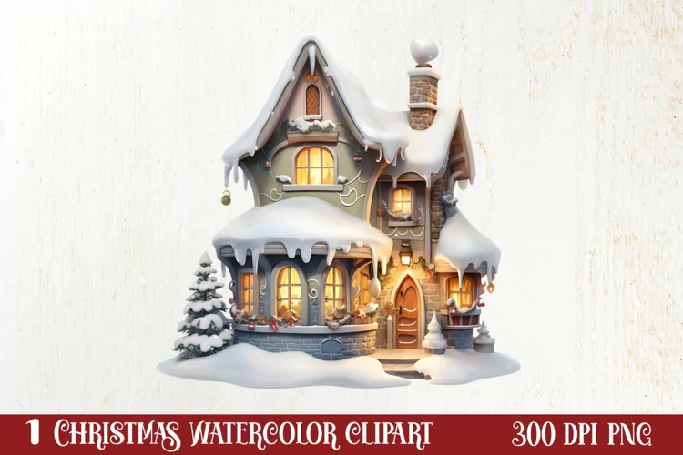Fairy Christmas House Sublimation Clipart, Fairy Christmas